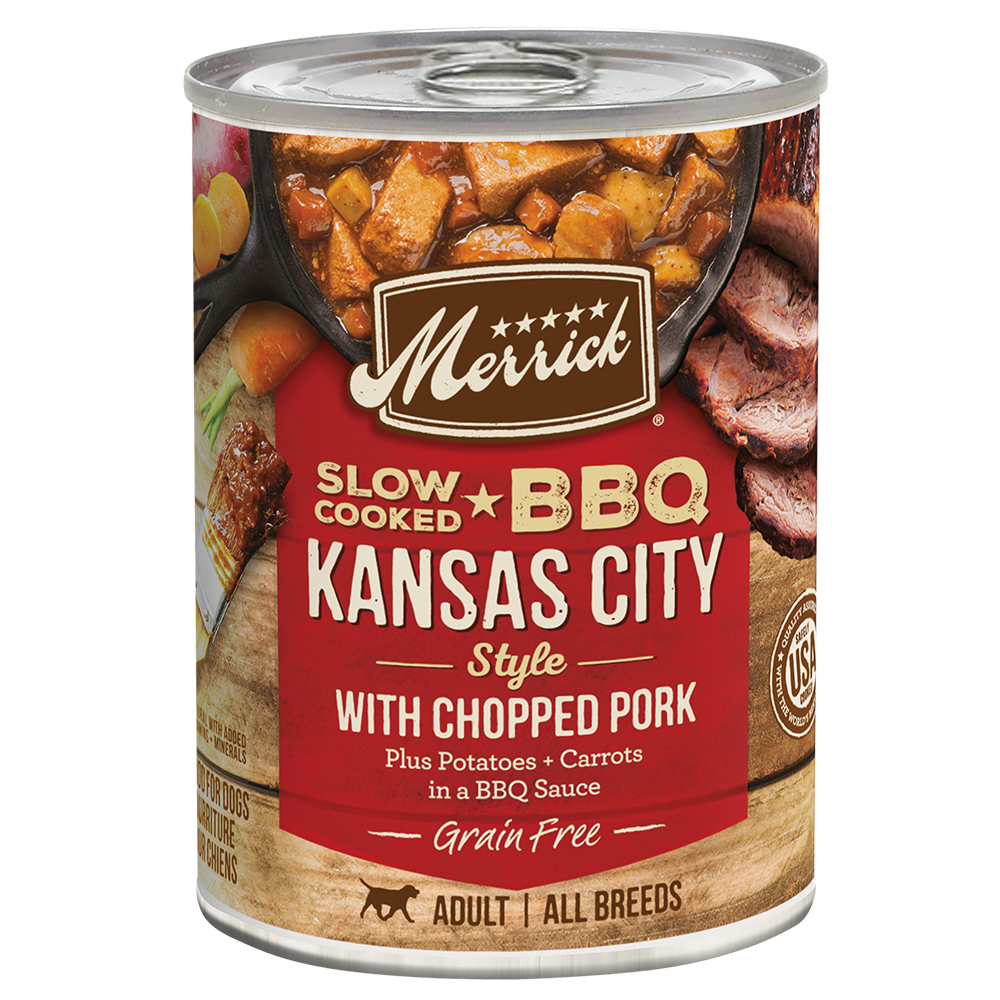 Slow Cooked BBQ Chopped Pork Wet Dog Food Merrick Pet Care
