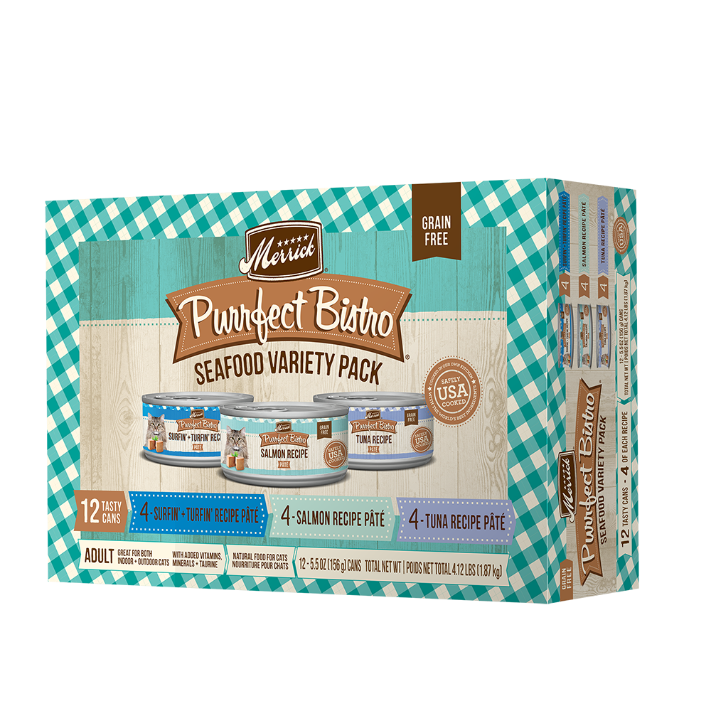 Merrick Purrfect Bistro Seafood Recipes Variety Pack Grain-Free Wet Cat Food