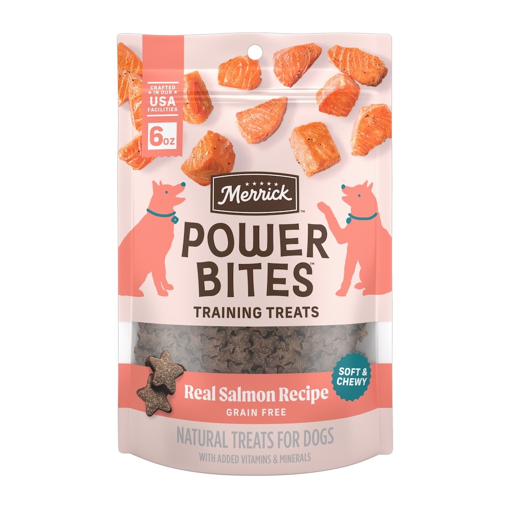 Merrick Power Bites Real Salmon Recipe Grain-Free Soft & Chewy Dog Treats Merrick Power Bites Real Salmon Recipe Grain-Free Soft & Chewy Dog Treats