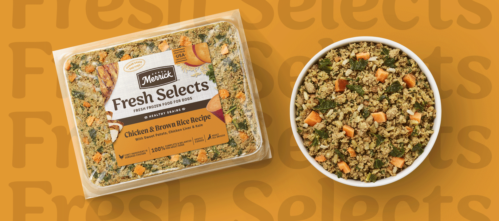 Gif of Merrick Fresh Selects rotating to show the three flavors. 