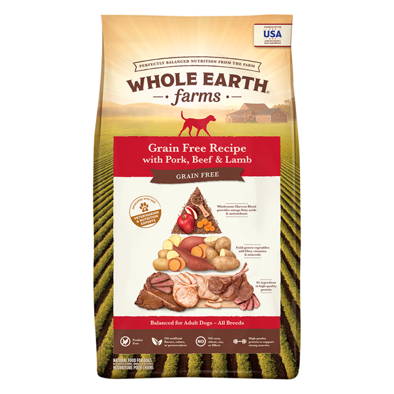  Whole Earth Farms Grain Free Recipe With Pork, Beef And Lamb Dog Food
