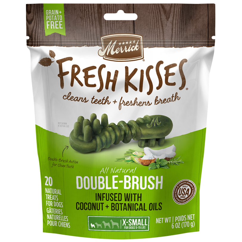 Fresh Kisses Infused With Coconut Oil + Botanical Oils - For Extra Small Dogs (5-15 Lbs) Dog Dental Chews