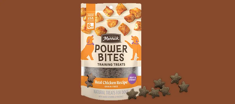 Merrick power bites chicken flavored dog training treats