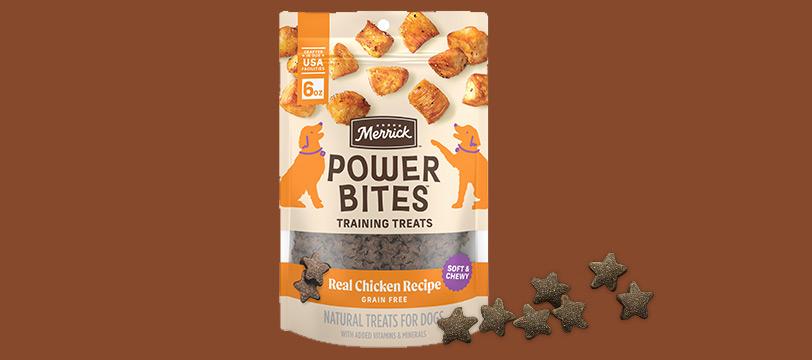 Merrick power bites chicken flavored dog training treats