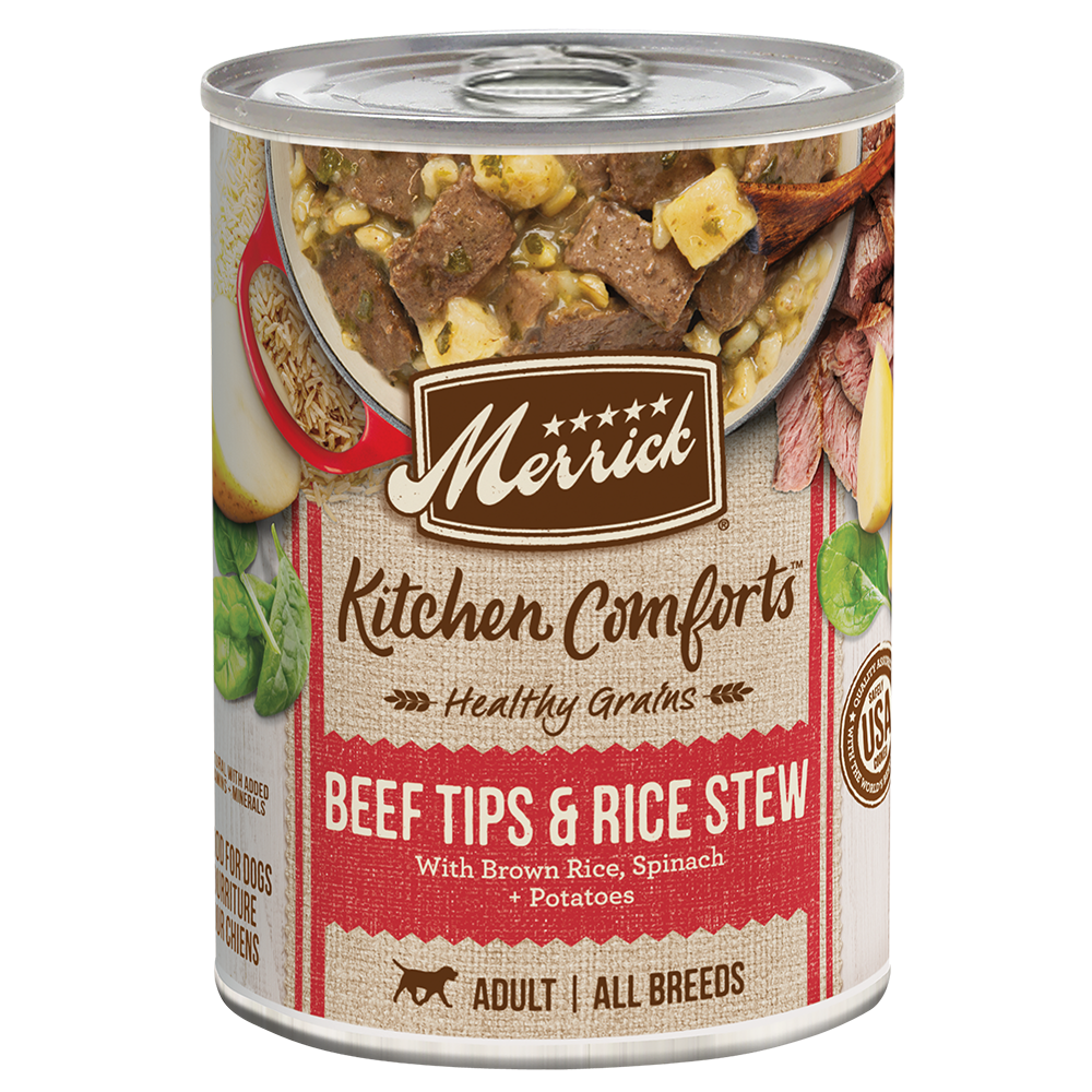 Kitchen Comforts Beef Tips & Rice Stew Wet Dog Food | Merrick Pet Care