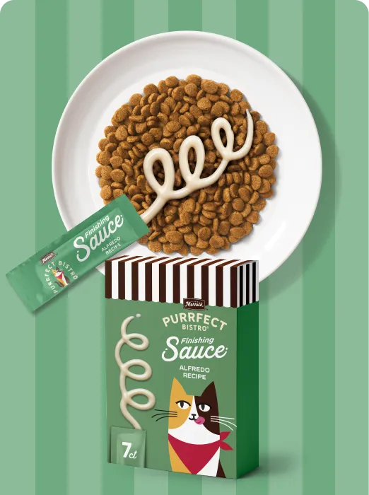 Merrick Purrfect Bistro Alfredo recipe Finishing Sauce package and product