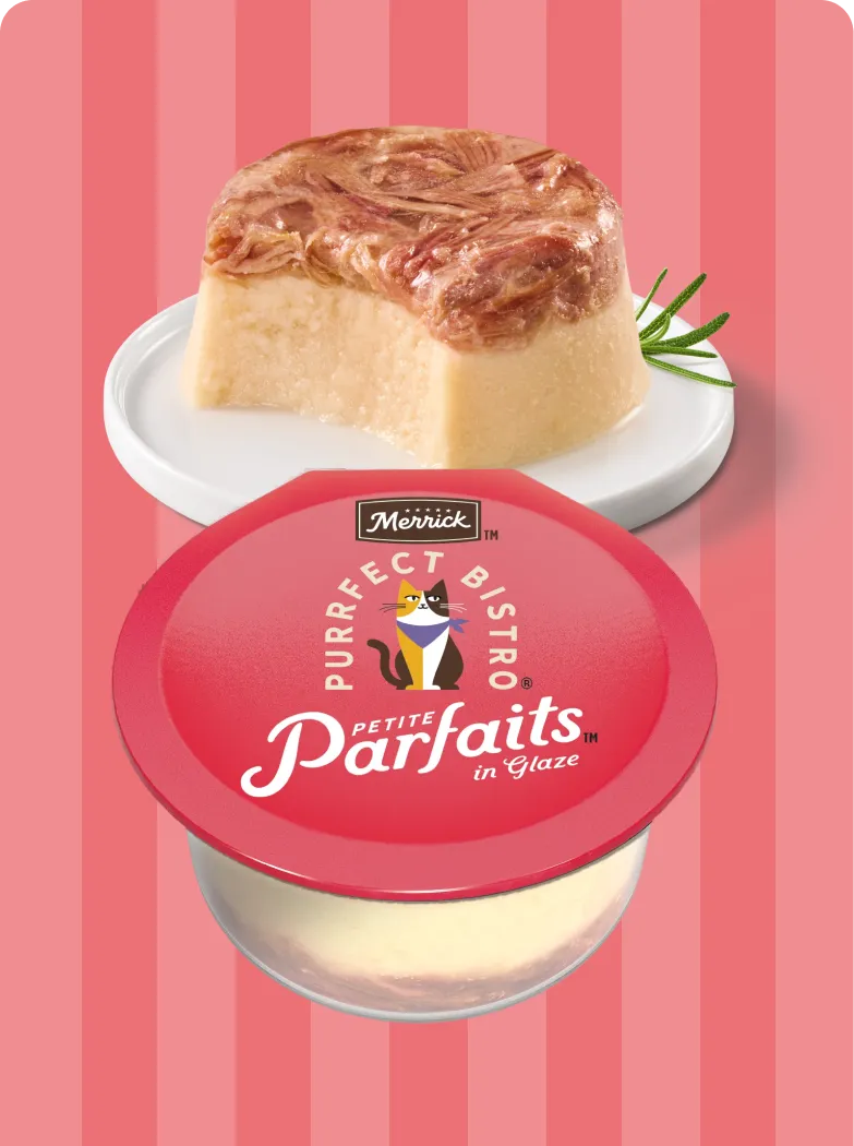 Merrick Purrfect Bistro Chicken Mousse and Beef Petite Parfaits package and product