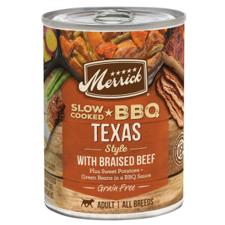 Merrick Grain-Free Wet Dog Food Slow-Cooked BBQ Texas Style with Braised Beef Merrick Grain-Free Wet Dog Food Slow-Cooked BBQ Texas Style with Braised Beef