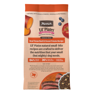Lil&#039; Plates Grain Free Real Texas Beef + Sweet Potato with Raw Bites Recipe - Back of bag