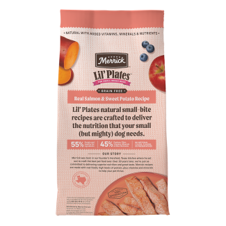 Lil&#039; Plates Grain Free Real Salmon + Sweet Potatoes Recipe - Back of bag