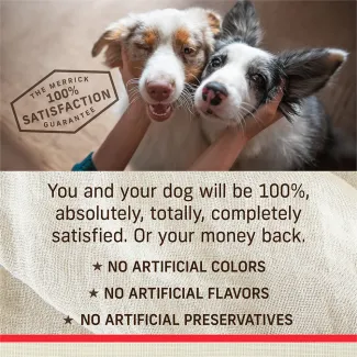 100 percent satisfaction guaranteed, no artificial colors, flavors or preservatives