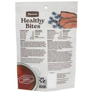 Healthy Bites Beef and Bone Broth dog treats back of packaging 