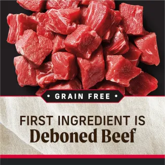  Grain Free. First ingredient is deboned beef. 