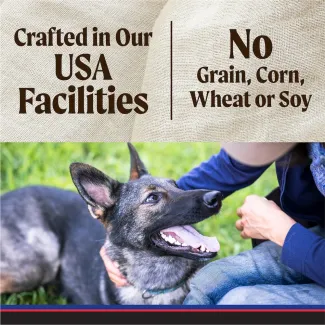 Crafted in our USA Facilites. No Grain, Corn, Wheat or Soy. 