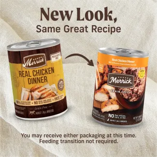 New look Merrick Grain Free Pate Real Chicken Dinner.
