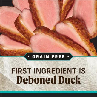 Grain Free. First ingredient is deboned duck. 