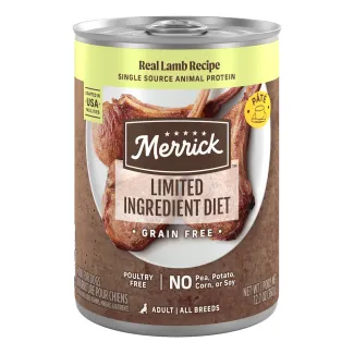 Merrick Limited Ingredient Diet Pate Real Lamb Recipe package.