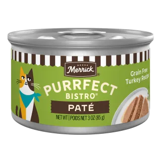 Merrick Purrfect Bistro Grain Free Turkey Pate package.