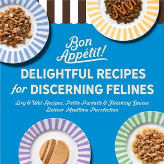 Delightful recipes for discerning felines. Dry and wet recipes, petite parfaits and finishing sauces deliver mealtime purrfection