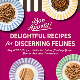 Delightful recipes for discerning felines. Dry and wet recipes,petite parfaits and finishing sauces deliver mealtime purrfection. 