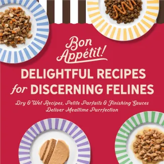 Delightful recipes for discerning felines. Dry and wet recipes,petite parfaits and finishing sauces deliver mealtime purrfection.