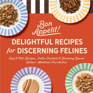 Delightful recipes for discerning felines. Dry and wet recipes, petite parfaits and finishing sauces deliver mealtime purrfection.