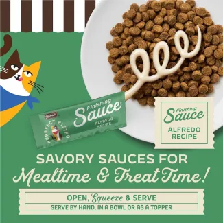 Merrick Purrfect Bistro Finishing Sauce Alfredo Recipe. savory sauces for mealtime and treat time.