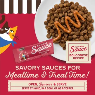 Merrick Purrfect Bistro Finishing Sauce Bolognese Recipe. savory sauces for mealtime and treat time.