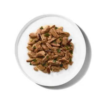 Merrick Purrfect Bistro Wild-Caught Cod, Spinach and Wild Rice Recipe Grilled in Sauce product. 