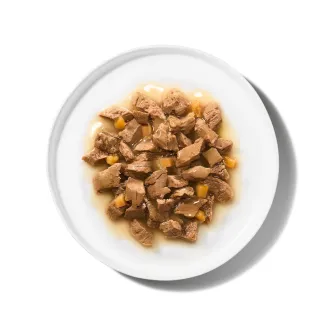 Merrick Purrfect Bistro Savory Salmon and Sweet Potato Recipe in Rich Gravy product.