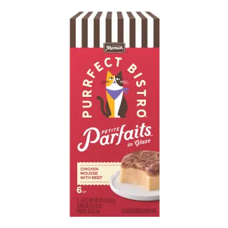 Merrick Purrfect Bistro Petite Parfaits in Glaze Chicken Mousse with Beef package. 