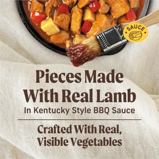 Pieces made with real lamb.