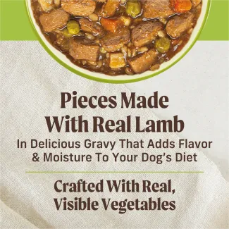  Pieces made with real lamb in delicious gravy that adds flavor and moisture to your dog's diet