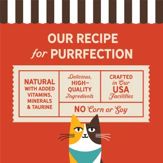 Merrick wet cat food benefits: natural ingredients, added nutrients, high-quality ingredients, no corn or soy.